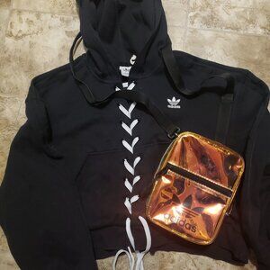 Blacl Adidas hoodie iridescent gold crossbody bag